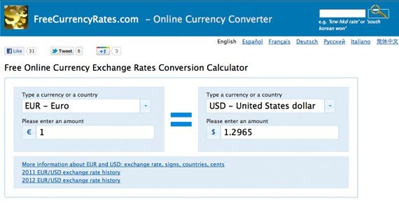 online currency rate