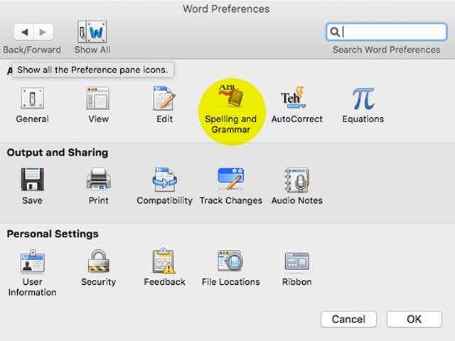 spell check word for mac 2011